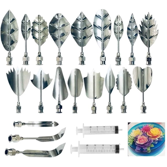 Gelatin Jelly Art Starter Kit, 3D Flower Cake Decorating Tool, Set of 20 Piece DIY Needle Tips Pastry Tools