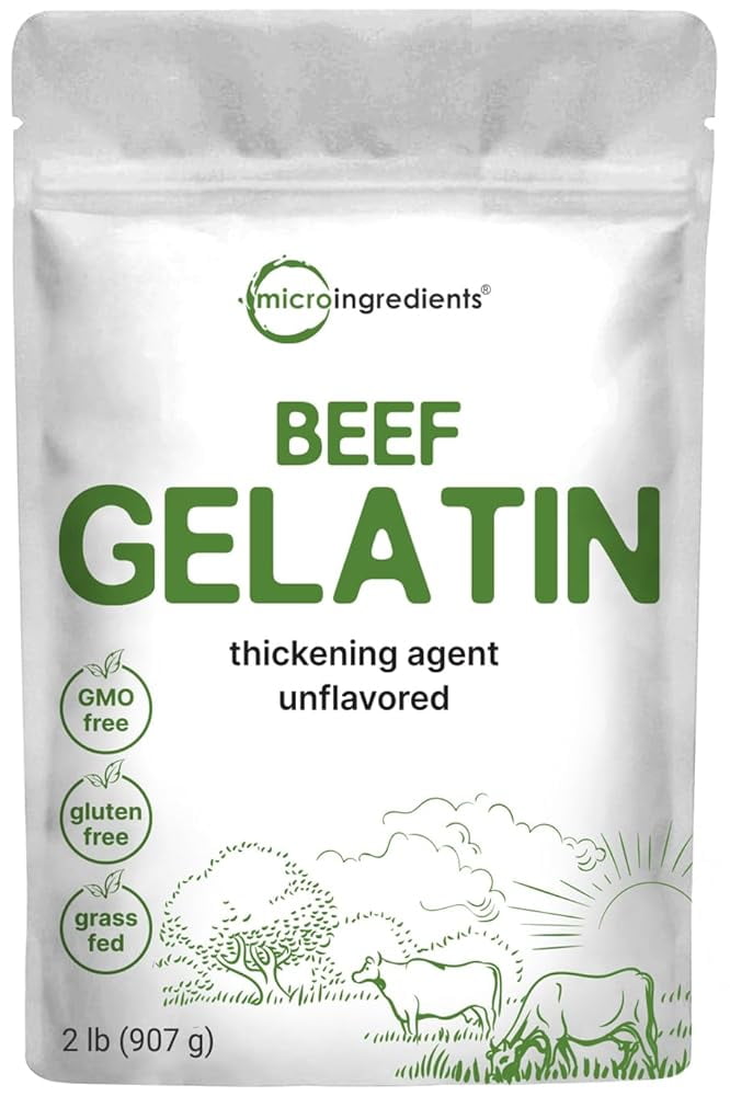 Gelatin Powder Grass Fed, 2Lbs Unflavored Thickening Agent, Pasture