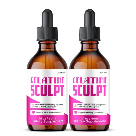 Gelatine Sculpt Drops Liquid Supplement, GelatineSculpt Supplement, All Natural Formula, Overall Wellness & Health 60 mL (2 Pack)