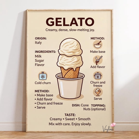 Gelato Italian Dessert Kitchen Wall Decor