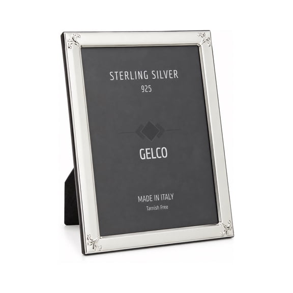 Gelco Italian 925 Sterling Silver Picture Frame with Floral Chased Corners