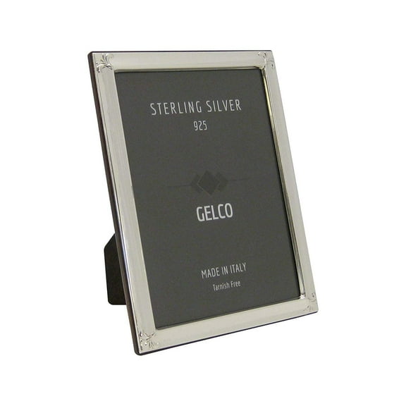 Gelco Italian 925 Sterling Silver Picture Frame with Floral Chased Corners