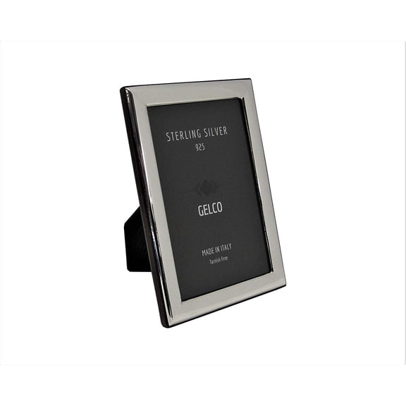 Gelco Italian 925 Sterling Silver & Wooden Back Sleek Picture Frame 4x6