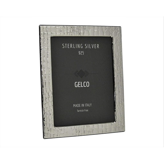 Gelco Italian 925 Sterling Silver & Wooden Leather Design Picture Frame (4x6)
