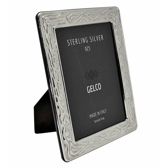 Gelco Italian 925 Sterling Silver & Wooden Texture Design Picture Frame (4x6)