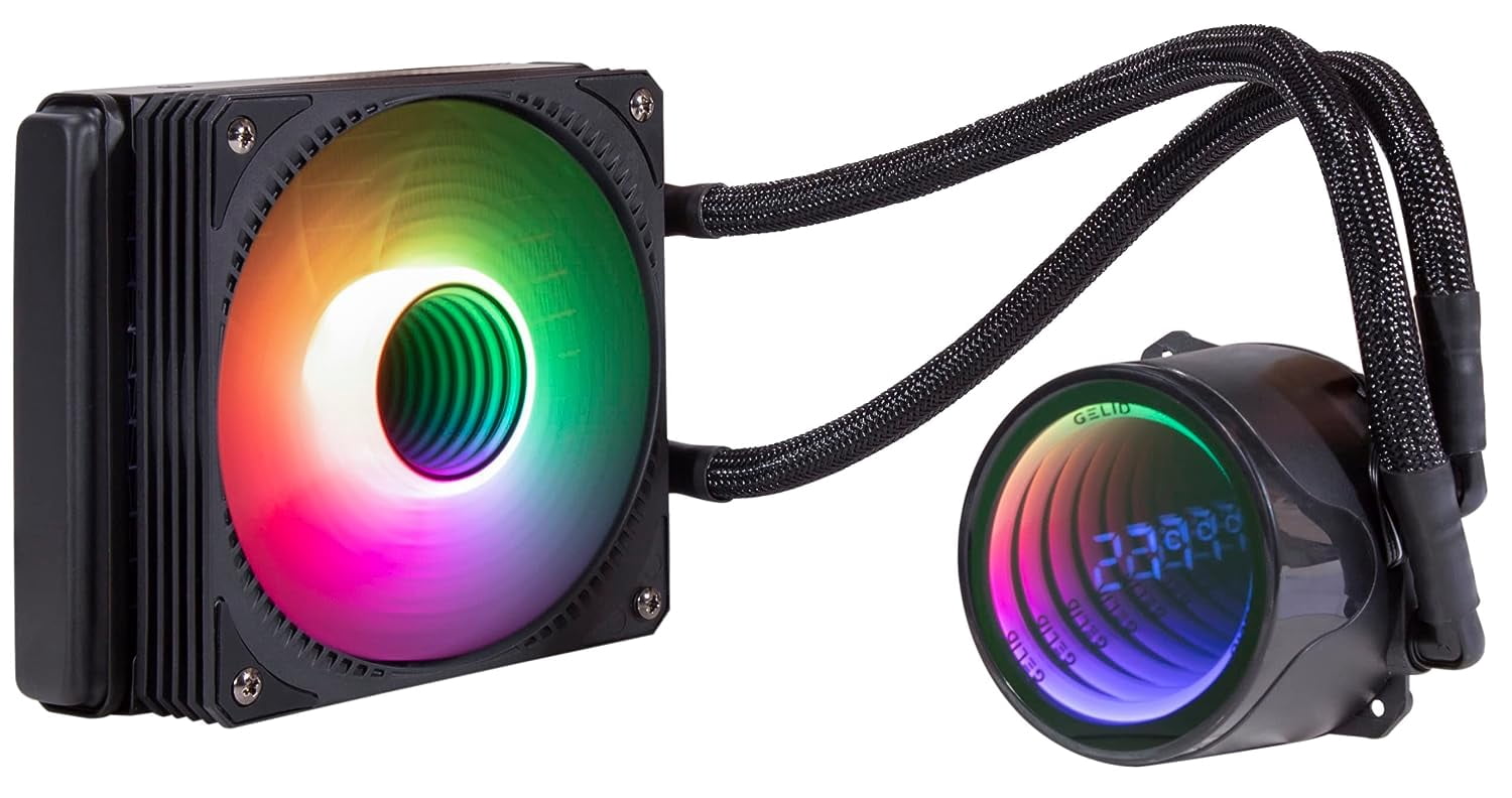 Gelid Solutions CC-AIO-120-A Liquid 120 CPU AIO Water Cooler 120mm RGB Fan 750-1800 RPM AM5 & LGA 1700 Compatible