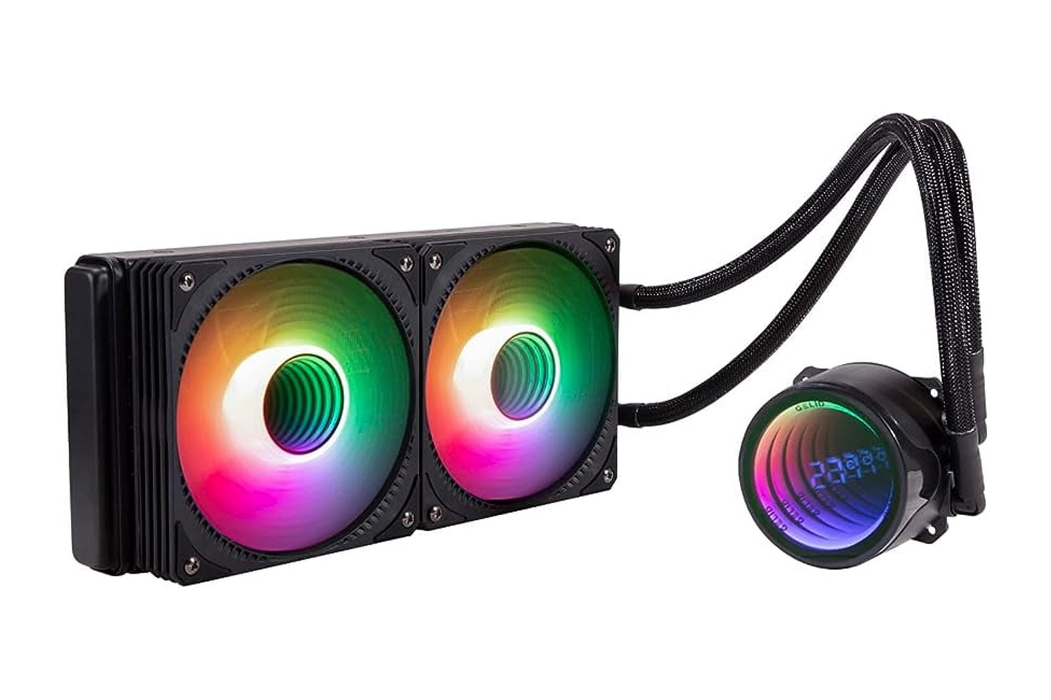 Gelid Solutions CC-AIO-240-A Liquid 240 CPU AIO Water Cooler w 2x 120mm RGB Fan 750-1800 RPM AM5 & LGA 1700 Compatible