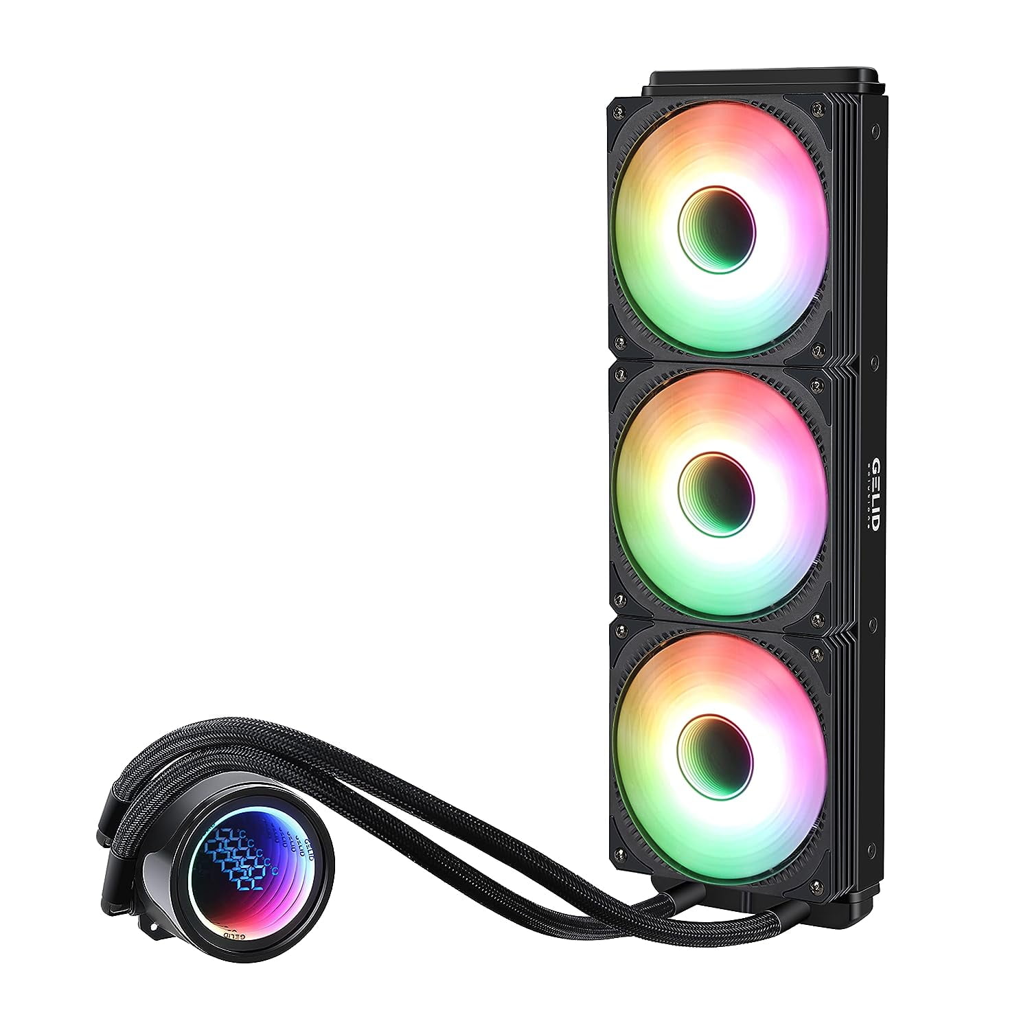 Gelid Solutions CC-AIO-360-A Liquid 360 CPU AIO Water Cooler w 3X 120mm RGB Fan 750-1800 RPM AM5 & LGA 1700 Compatible