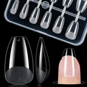 Gelike EC 120PCS Short Coffin Shaped Soft Gel Nail Tips Kit Acrylic Nail for Soak Off Nail Extensions,Full Cover,Clear Ultra-Thin Design,12 Sizes