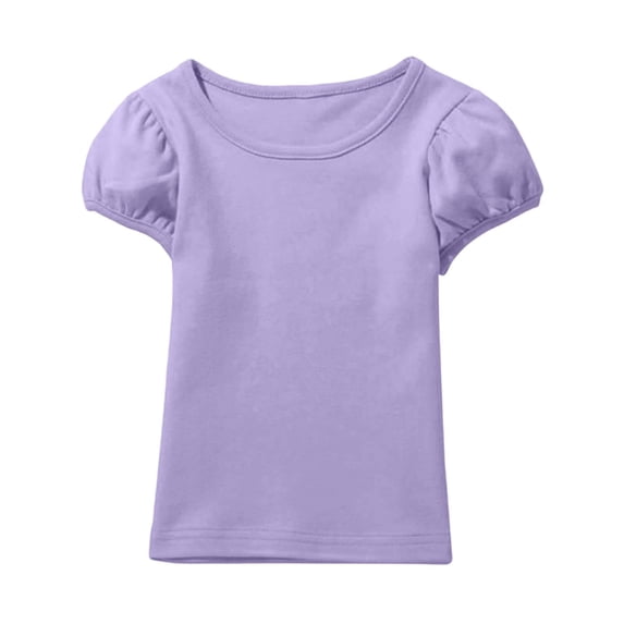 Gelikeya 0-14T Girls T-Shirt Round Neck Girls Cotton Shirts Back To School Summer Clothes Purple 10-11 Years