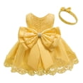 thumbnail image 1 of Gelikeya 0-6T Toddler Baby Girl Easter Dresses Flower Girl Dress Embroidered Tutu Evening Gown Lace Dresses with Headwear Yellow, 3-4 Years, 1 of 4