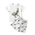 thumbnail image 1 of Gelikeya 2 Piece Summer Clothes for Boys 3T-4T Dinosaur Print Short Sleeve Shirts Gym Shorts 2 Piece Athletic Sets Basketball Football Sport Clothes (White, Toddlers), 1 of 6