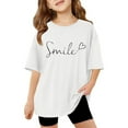 thumbnail image 1 of Gelikeya 2T-14Y Girls Shirts Round Neck Girls T-Shirt Birthday Party Summer Clothes White 3-4 Years, 1 of 6