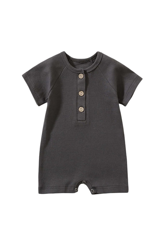Baby Boy Rompers Baby Girl Sleepers Clothes Unisex Organic Cotton Pajamas Soft and Comfortable Jumpsuit (Dark Gray, 3-6 Months)