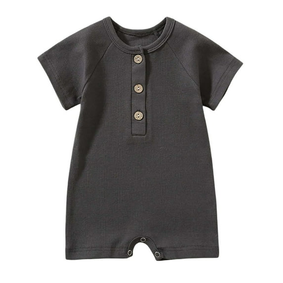 Gelikeya Baby Boy Rompers Baby Girl Sleepers Clothes Unisex Organic Cotton Pajamas Soft and Comfortable Jumpsuit (Dark Gray, 6-12 Months)
