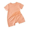 thumbnail image 1 of Gelikeya Baby Casual Summer Clothes Boys Girls Sleepers Pajamas Solid Color Short Sleeve Bodysuit Jumpsuit Toddler Rompers (Orange, 0-3 Months), 1 of 6