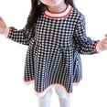 thumbnail image 1 of Gelikeya Baby Easter Dresses 12 Months Korean Style Girl's Knitted Plaid Long Sleeve Dress Cute and Comfortable Apparel(Toddlers, Navy, 2-3 Years), 1 of 5