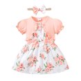thumbnail image 1 of Gelikeya Baby Easter Dresses 6-9 Months Pink Bowknot Design Girls Floral Summer Dress Skirt Sleeveless Coat Headband 2 PC(Toddlers, Pink, 9-12 Months), 1 of 6