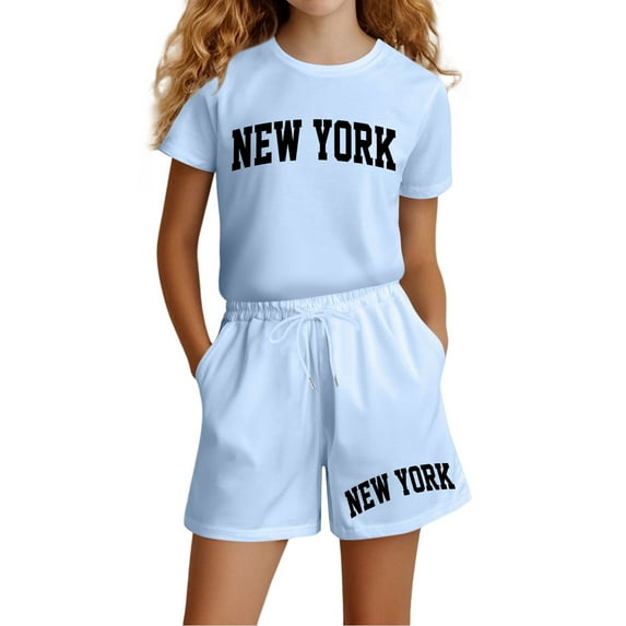 Gelikeya Back to School for Girls Szie 9-10 Light Blue Trendy Girls Size 12 Clothes Girls School Clothing Sets