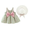 thumbnail image 1 of Gelikeya Beach Vacation Dress for Baby Girl 12-24 Months Cute Bowknot Design Summer Princess Dress Floral Prints Sleeveless Casual Dress with Hat(Toddlers, Z13-Pink, 6-12 Months), 1 of 7