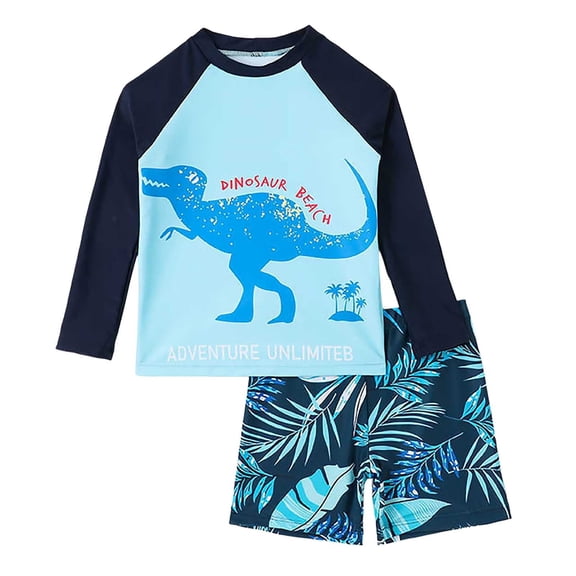 Gelikeya Boy Swim Set Size 6-7 Swimwear Sets Bathing Suit Short/Long Sleeve Bathing Suits for Boys (Child, X31 Blue, 6-7 Years)