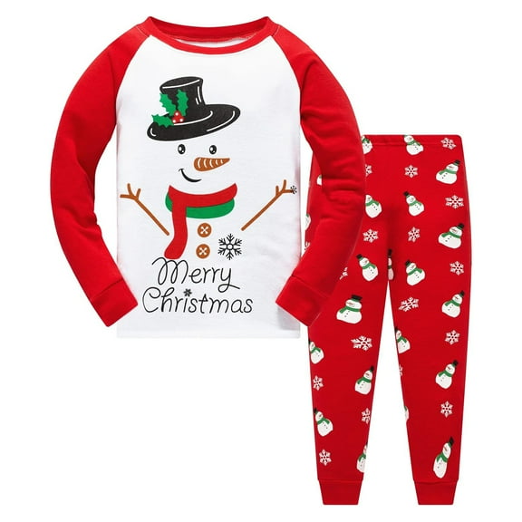 Gelikeya Boys Christmas Pajamas Cute Printed Soft Cotton Pjs Long Sleeve Tops Pajama Pants Sets 2 Piece Outfits Kids Clothes #05 White 6-7 Years