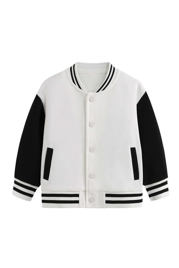 Boys Jackets Size 7-8 Black Leather Jacket Kids Collared Long Sleeve Winter Fashion Outfits Casual Comfy Young Boys Clothes (White, 2-3 Years)