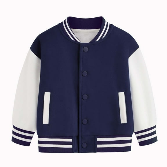 Gelikeya Boys Jackets Size 8-10 Boys Jackets Size 7-8 Baseball Long Sleeve Winter Fashion Outfits Casual Comfy Kids Clothes Boys (Dark Blue, 5-6 Years)