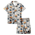 thumbnail image 1 of Gelikeya Boys Silk Pajamas Set Size 8-9 Halloween Pajamas Short Sleeve T Shirts Shorts 2pc Outfits All Saints' Day Sleepwear Teen Girl Clothes 2-13Y (Light Gray, 8-9 Years), 1 of 5