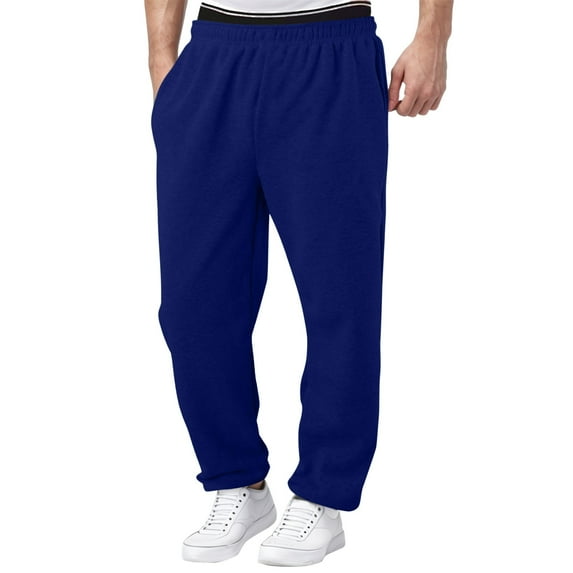 Gelikeya Boys Sweatpants Open Bottom Athletic Workout Pants Outdoor Straight Leg Sweatpants with Pockets Traning Pants, Blue & 15-16 Years