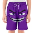 thumbnail image 1 of Gelikeya Boys Swim Trunks Board Shorts Funny 3D Cartoon Face Print Swimming Trunks Quick Drying Beach Shorts Casual Summer Outfits 2026 #03 Purple, 11-12 Years, 1 of 4
