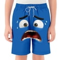 thumbnail image 1 of Gelikeya Boys Swim Trunks Funny Face Summer Beach Holiday Board Shorts Kids Quick Drying Bathing Suits with Pockets 2-14 Years #01 Blue, 5-6 Years, 1 of 4