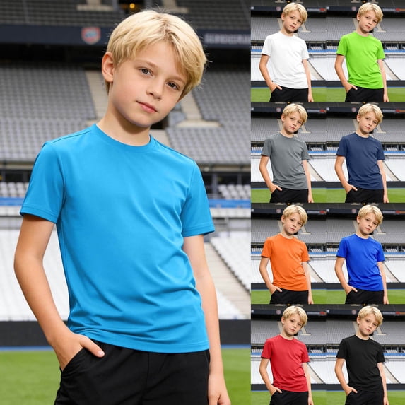 Gelikeya Boys UPF 50+ Rash Guard Swim Shirts Short Sleeve Quick Drying UV Protection Sun Shirt Summer Athletic Tops Navy, 4-5 Years
