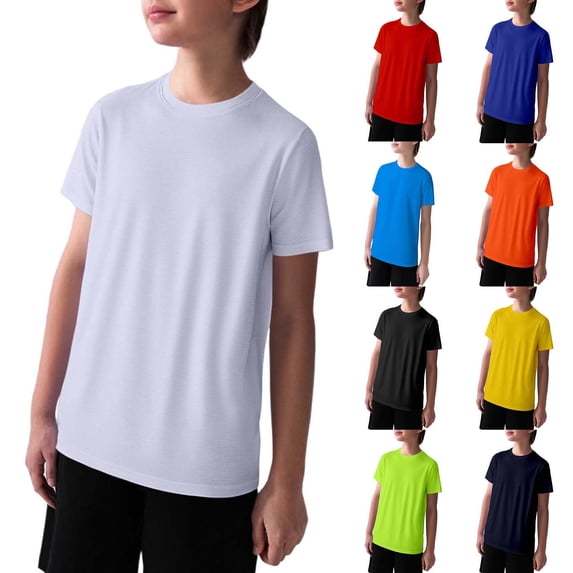Gelikeya Boys UPF 50+ Sun Protection Shirts Short Sleeve UV Swim Rash Guard Ice Silk Tops Sports Activewear Yellow, 5-6 Years