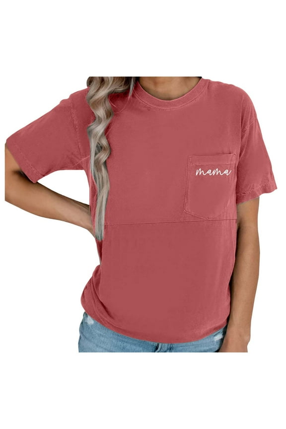 Breastfeeding Shirts for Women Mama Zipper Nursing Tops Distressed Maternity Tees Pregnancy Clothes with Pocket Brick Red, Size L