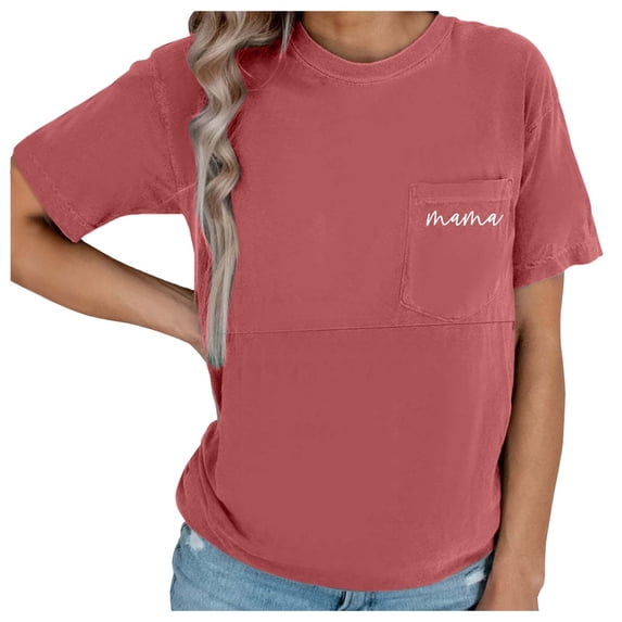 Gelikeya Breastfeeding Shirts for Women Mama Zipper Nursing Tops Distressed Maternity Tees Pregnancy Clothes with Pocket Brick Red, Size XL