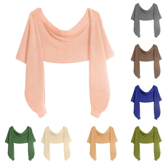 Gelikeya Cardigan Sweaters for Women Open Front Lightweight Knitted Shawl for Dresses Solid Color Long- Shoulder Cape, Green, One Size