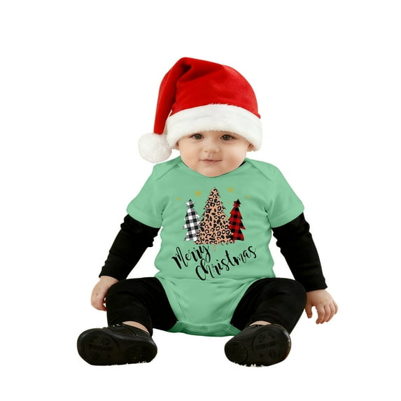 Gelikeya Christmas Baby Boy Girl Outfit Long Sleeve Pajamas Baby Sleepers Toddler PJs Outfit Jumpsuit Bodysuits (A01 Green, 6-9 Months)