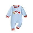 thumbnail image 1 of Gelikeya Christmas Baby Clothes Toddler Boys Girls Rompers Long Sleeve Formal Outfits Cute Santa Design Jumpsuit Bodysuits (A04 Light Blue, 0-3 Months), 1 of 7