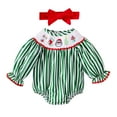 thumbnail image 1 of Gelikeya Christmas Baby Clothes for Girls Cute Santa Reindeer Print Rompers + Headband 2 Piece Outfits Bodysuit (A01 Green, 12-18 Months), 1 of 6