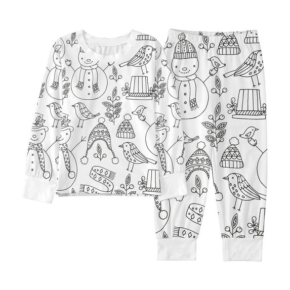 Gelikeya Christmas Pajamas for Kids Boys Girls - You Can Color Tops and Pajama Pants 2 Piece Outfits Soft Comfortable Playwear Girl's Fashion, Size 3T