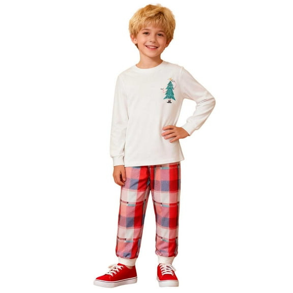 Gelikeya Christmas Pajamas Toddlers Boys Girls Pjs Sets Casual Loungewear Sleepwear Shirts Pants 2Pcs Outfits Fashion Cute Winter Clothing X02 White & 2-3 Years