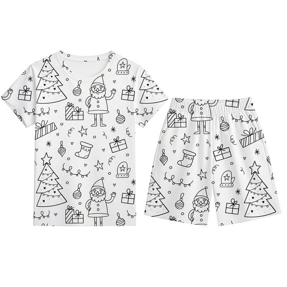 Gelikeya Christmas Pjs for Kids Colorable - Hand Painted Diy Tops and Pajama Pants 2 Piece Sets Thermal Breathable Nightwear Boy's Fashion, Size 3T