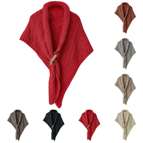 Gelikeya Crochet Sweater Scarf Womens Solid Color Shawl Elegant Sweater Poncho Wraps with Loop Closure, Beige, One Size