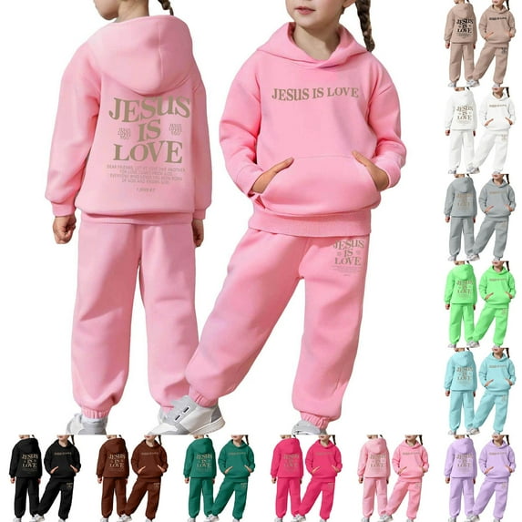 Gelikeya Cute Sweatsuits 2 Piece Pants Set Hooded Sweatshirt and Jogger Sweatpants Boys Girls Tracksuits Preppy Clothes (Coffee, 12-13 Years)