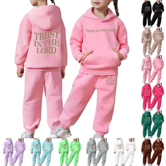 Gelikeya Cute Sweatsuits 2 Piece Pants Set Hooded Sweatshirt and Jogger Sweatpants Boys Girls Tracksuits Preppy Clothes (White, 2-3 Years)