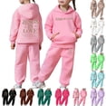 thumbnail image 1 of Gelikeya Cute Sweatsuits 2 Piece Pants Set Hooded Sweatshirt and Jogger Sweatpants Boys Girls Tracksuits Preppy Clothes (White, 2-3 Years), 1 of 8