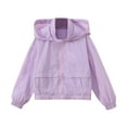 thumbnail image 1 of Gelikeya Denim Jacket for Girls Girls' Outerwear Jackets & Coats Solid Color Long Sleeve Girl Fashion Teen Girls Clothes (Purple, 5-6 Years), 1 of 4
