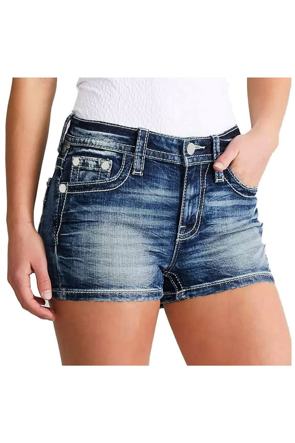 Denim Shorts Women Stretchy Wide Leg High Waisted Jorts Summer Hot Short Pants Streetwear Blue, Size M