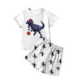 thumbnail image 1 of Gelikeya Dinosaur Summer Clothing Sets for Boys Size 6-7 Cute Cartoon Print Short Sleeve Sports Athletic Short Sets T Shirt Shorts 2 Piece Outfits (White, Child), 1 of 6